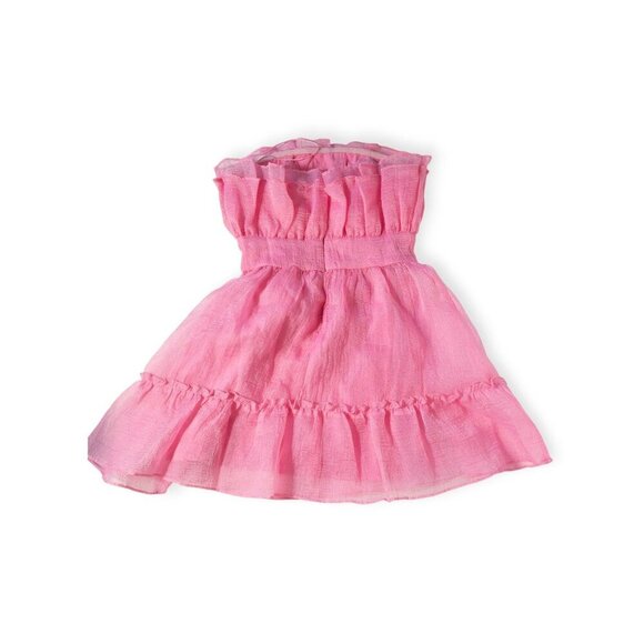 Day & Moon Pink Ruffled Strapless Dress SZ S Barbie Coquette - Picture 3 of 9